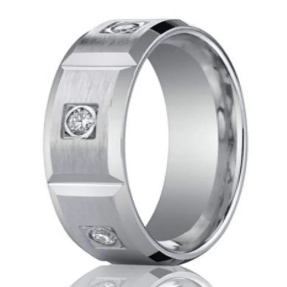 8mm Contemporary Diamond Eternity 14K White Gold Wedding Band for Men