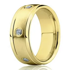 8mm Diamond Eternity Wedding Band for Men in 14k Yellow Gold