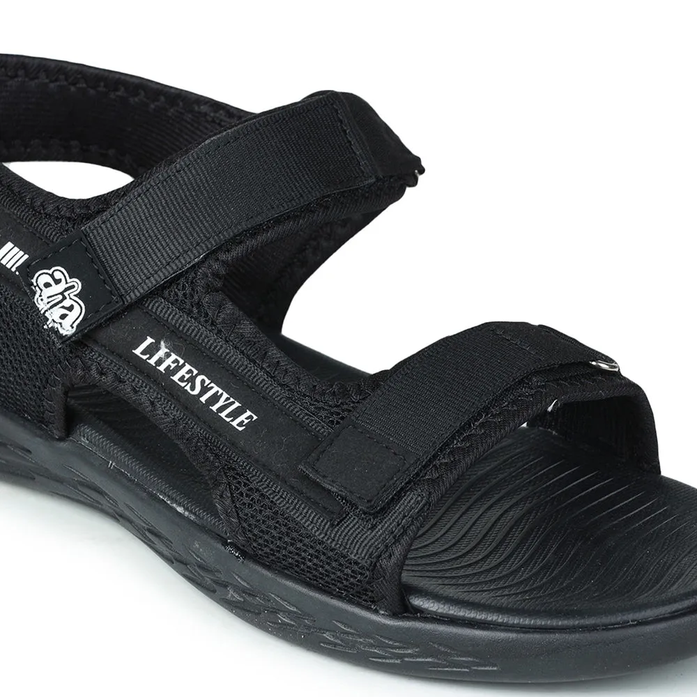 A-HA Casual Black Sandals For Men IMPACT-8 By Liberty