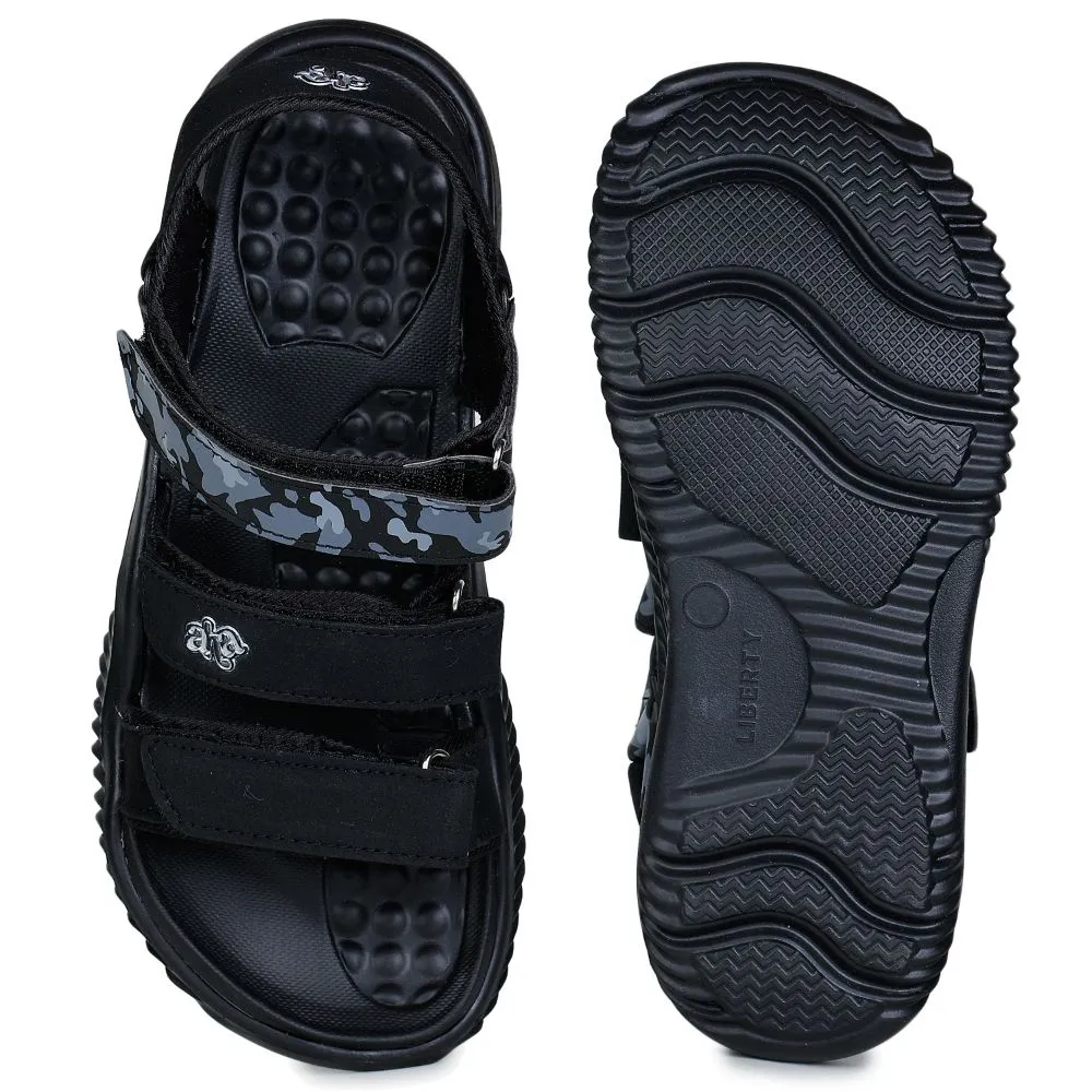 A-HA Casual Black Sandals For Men STAMINA-9 By Liberty