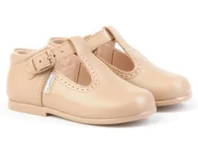 Angelitos - Boys Camel Leather T-Bar Shoes