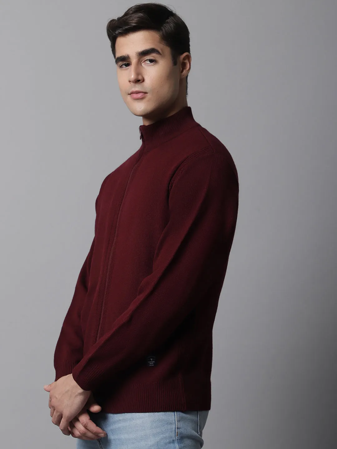 Cantabil  Men Maroon Sweater