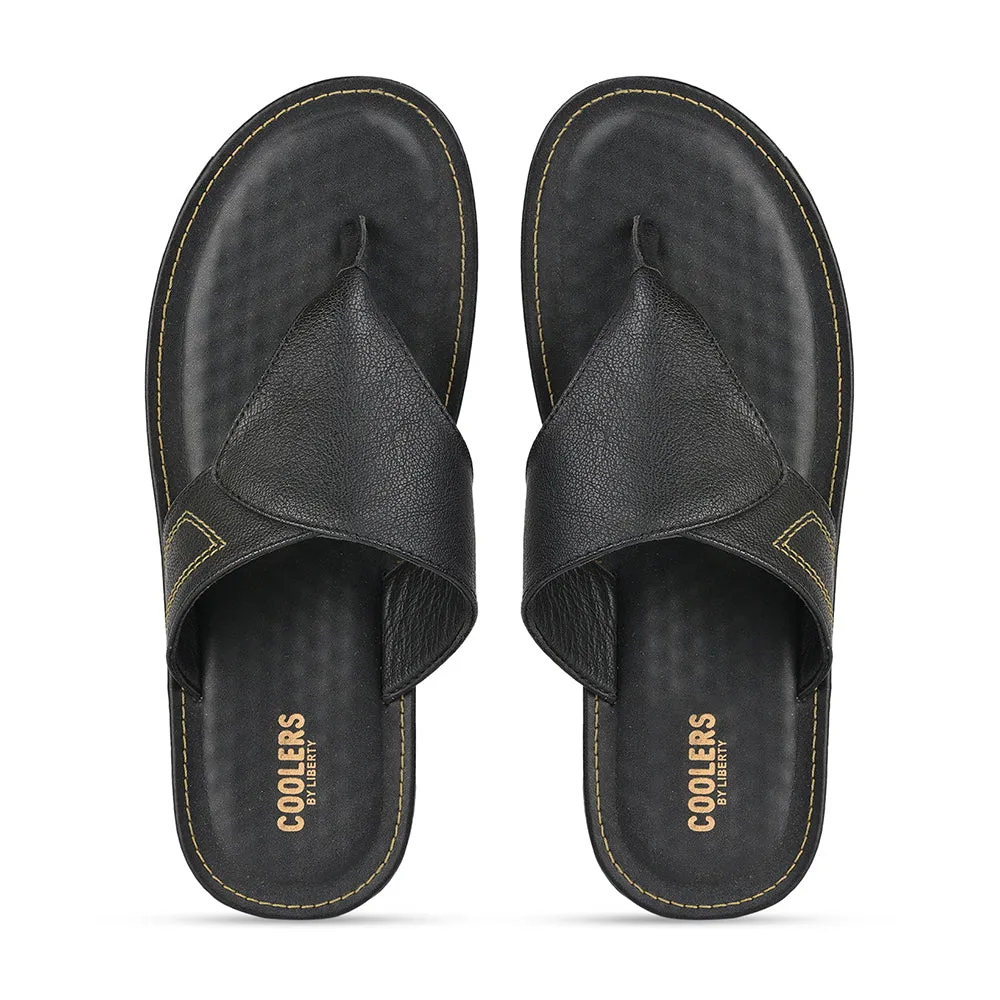 Coolers Casual Black Slippers For Men AVN-15 By Liberty