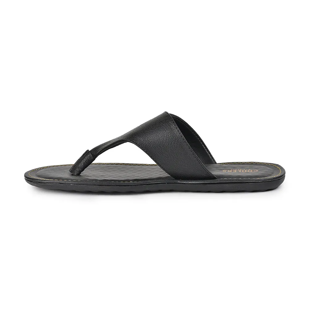 Coolers Casual Black Slippers For Men AVN-15 By Liberty