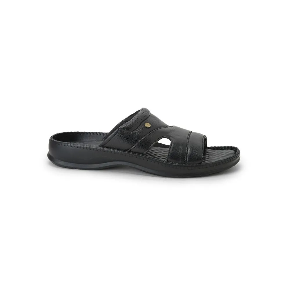 COOLERS Casual (Black) Slippers For Men STEAMER-02 By Liberty