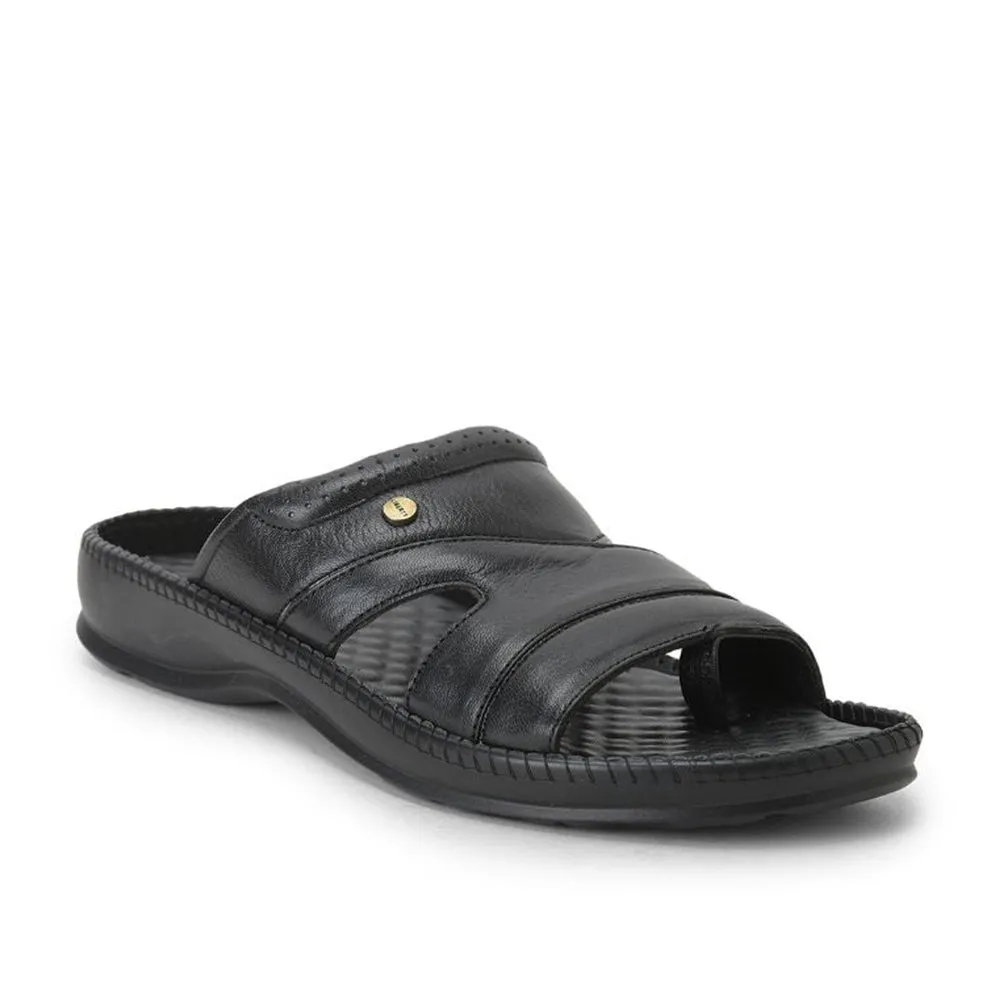 COOLERS Casual (Black) Slippers For Men STEAMER-02 By Liberty