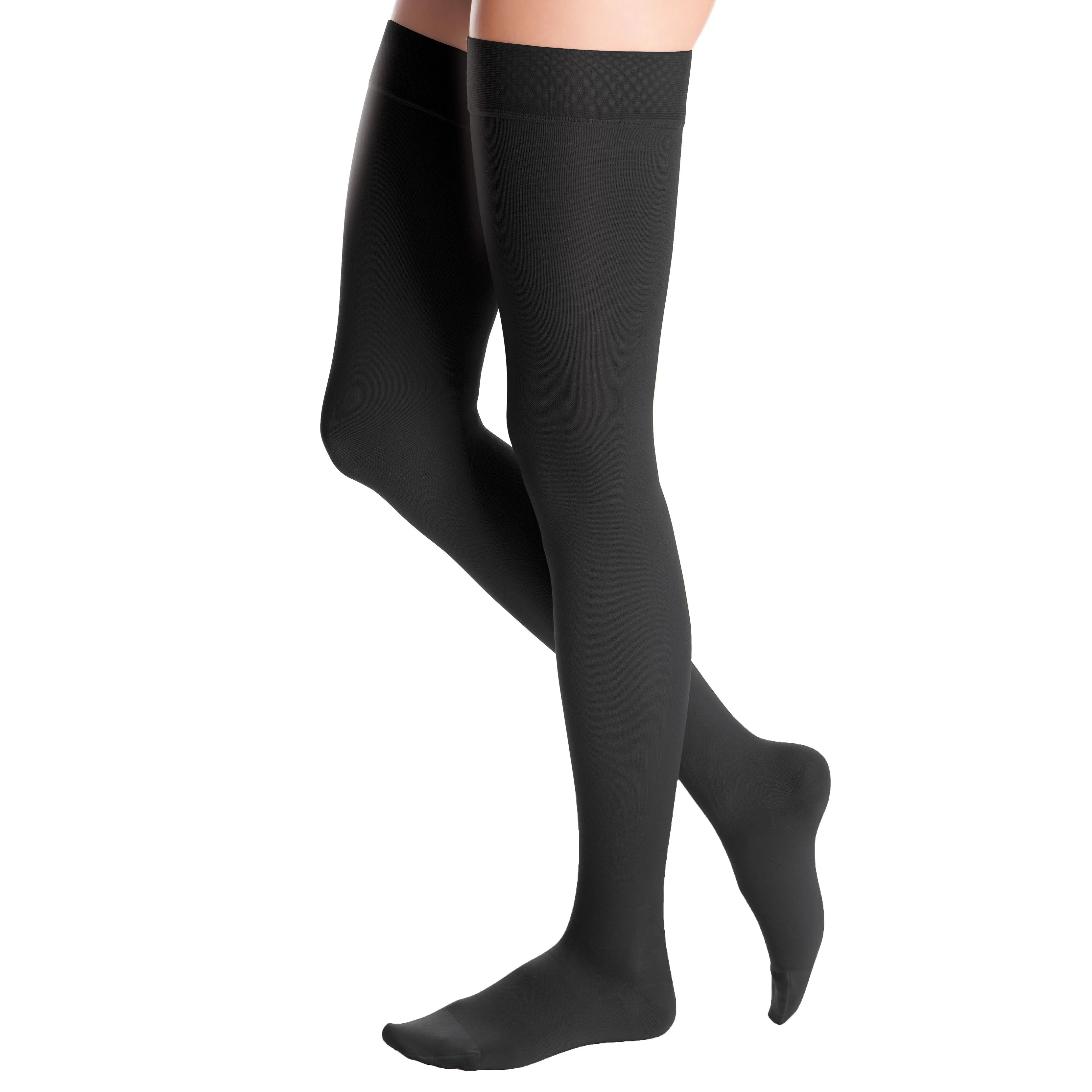 Duomed Advantage Soft Opaque Closed Toe Thigh Highs w/Beaded Band - 15-20 mmHg