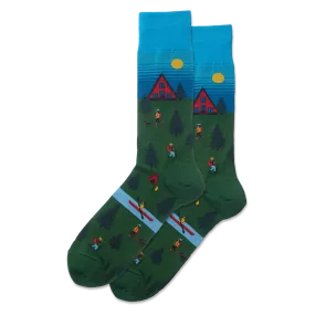 HOTSOX Men's Cabin Scene Crew Socks