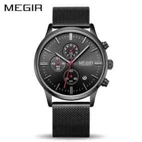 MEGIR Harvard Watch Men Stainless Steel Quartz Men Watches Chronograph Watch Clock Men Relogio Masculino for Male Students Relogios