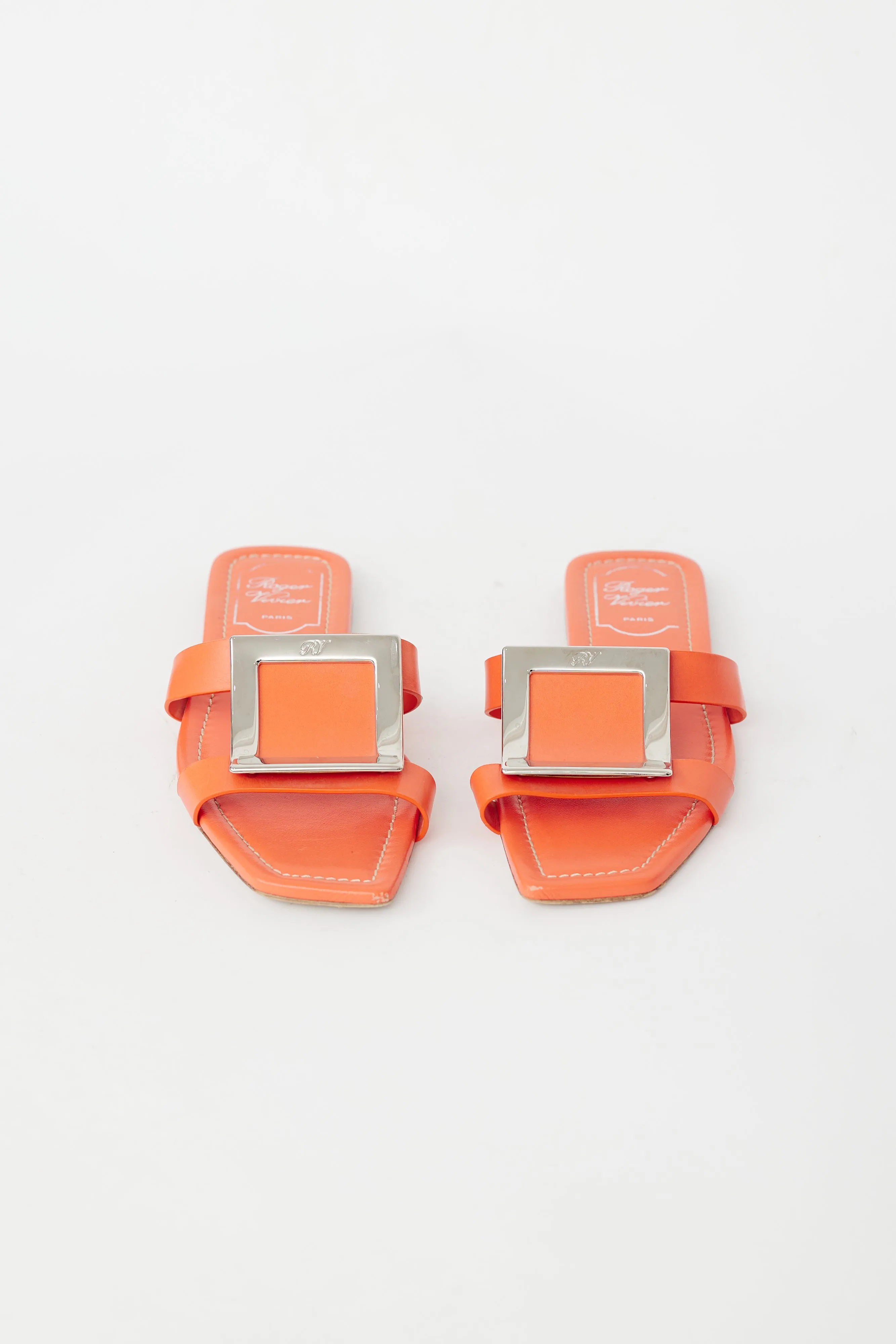 Orange & Silver Buckled Bikiviv' Sandal