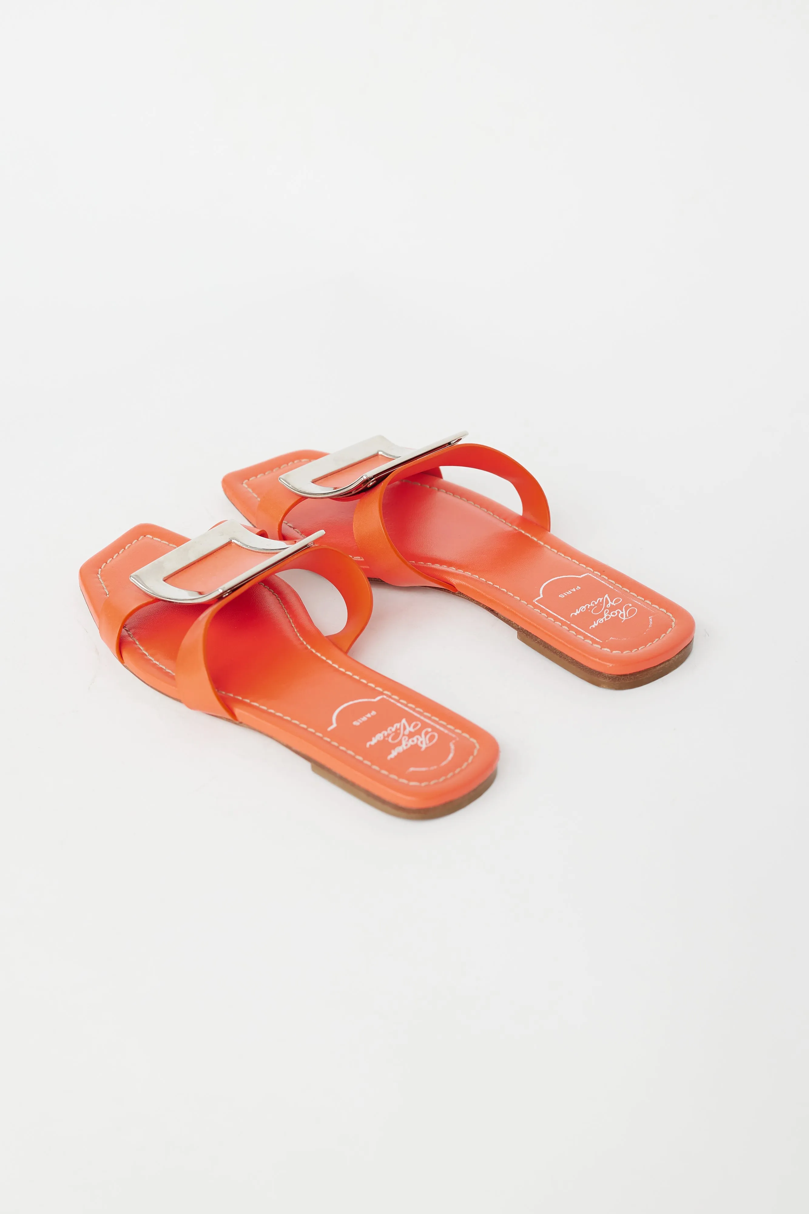 Orange & Silver Buckled Bikiviv' Sandal