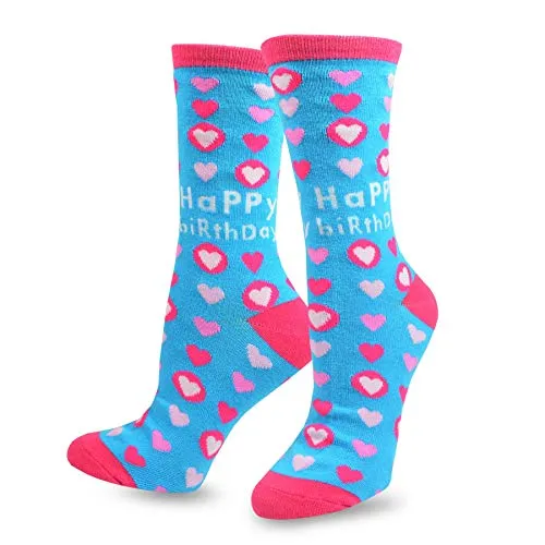 TeeHee Birthday Cotton Crew Socks for Women and Men 4-Pack (12003)