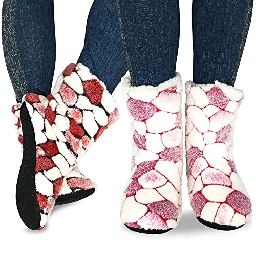 TeeHee Cute Comfy Cozy Fuzzy Slipper Socks for Women 2-Pack (R2029CRW)