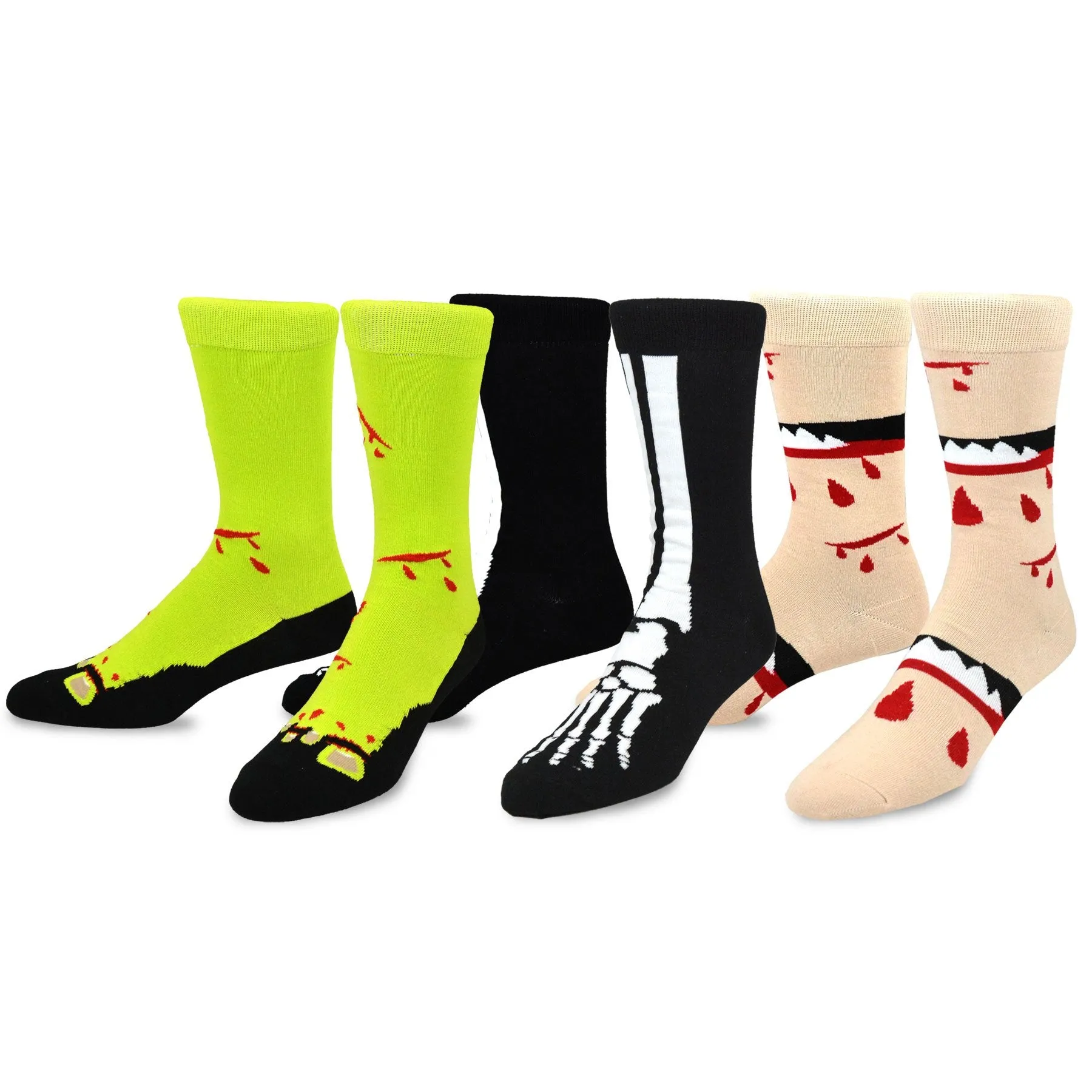 TeeHee Socks Men's Halloween Cotton Crew Assorted 3-Pack (50615)